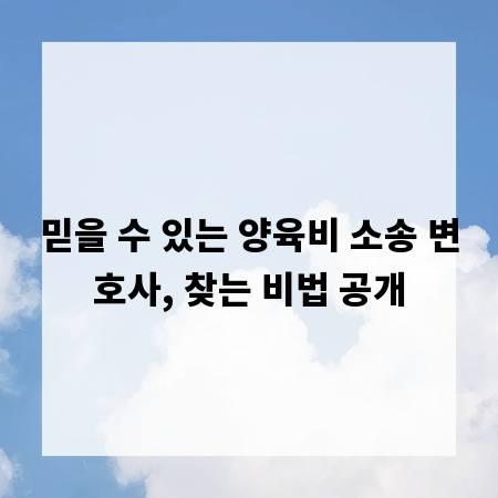 믿을 수 있는 양육비 소송 변호사, 찾는 비법 공개