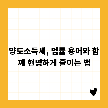 양도소득세, 법률 용어와 함께 현명하게 줄이는 법