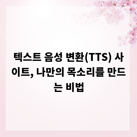 텍스트 음성 변환(TTS) 사이트, 나만의 목소리를 만드는 비법