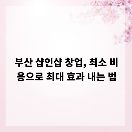 부산 샵인샵 창업, 최소 비용으로 최대 효과 내는 법