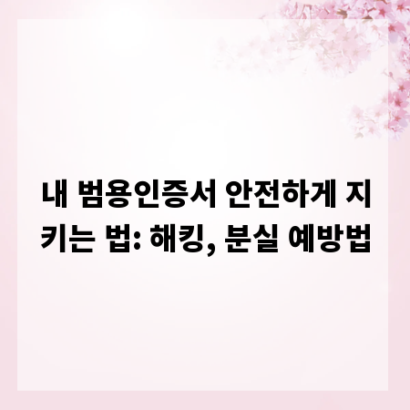 내 범용인증서 안전하게 지키는 법: 해킹, 분실 예방법