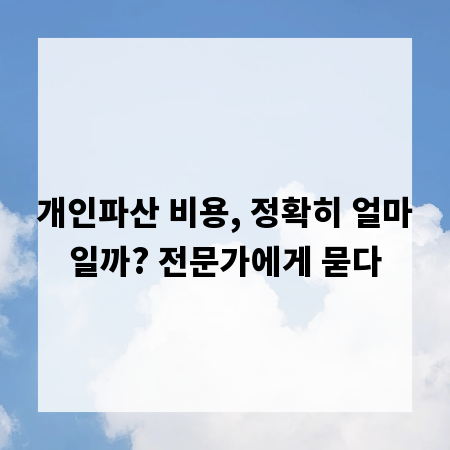 개인파산 비용, 정확히 얼마일까? 전문가에게 묻다
