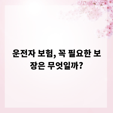 운전자 보험, 꼭 필요한 보장은 무엇일까?