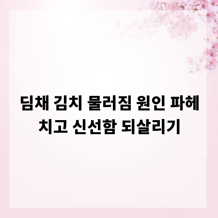 딤채 김치 물러짐 원인 파헤치고 신선함 되살리기