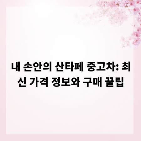 내 손안의 산타페 중고차: 최신 가격 정보와 구매 꿀팁