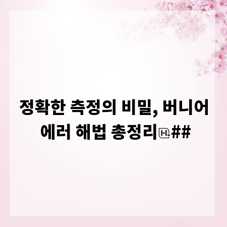 정확한 측정의 비밀, 버니어 에러 해법 총정리
##