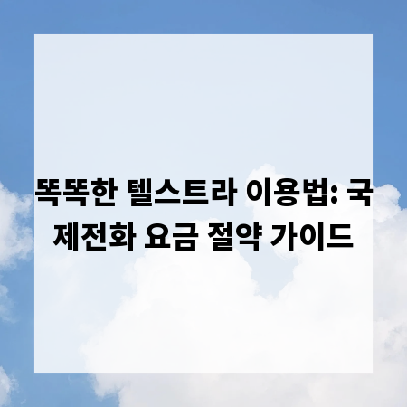 똑똑한 텔스트라 이용법: 국제전화 요금 절약 가이드