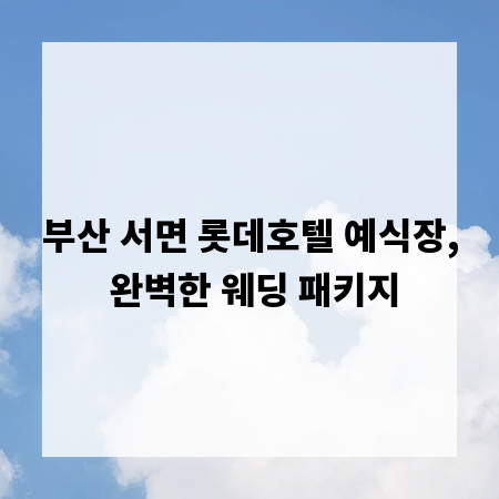 부산 서면 롯데호텔 예식장, 완벽한 웨딩 패키지