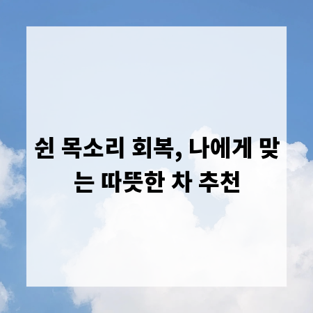 쉰 목소리 회복, 나에게 맞는 따뜻한 차 추천