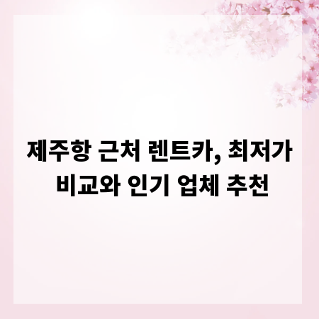 제주항 근처 렌트카, 최저가 비교와 인기 업체 추천