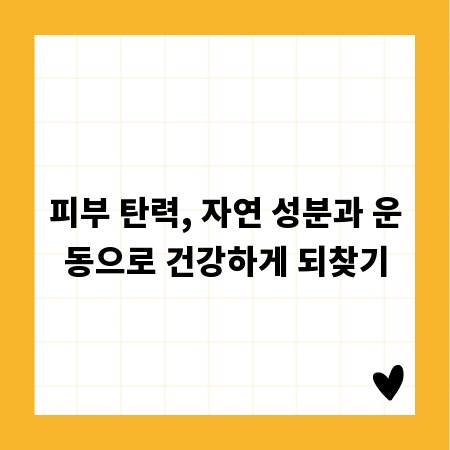 피부 탄력, 자연 성분과 운동으로 건강하게 되찾기