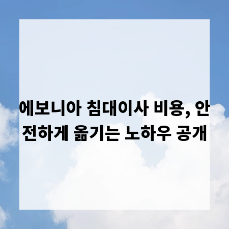 에보니아 침대이사 비용, 안전하게 옮기는 노하우 공개