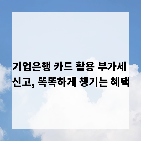 기업은행 카드 활용 부가세 신고, 똑똑하게 챙기는 혜택