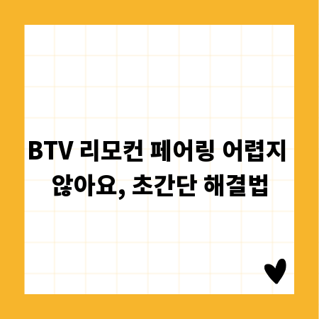 BTV 리모컨 페어링 어렵지 않아요, 초간단 해결법