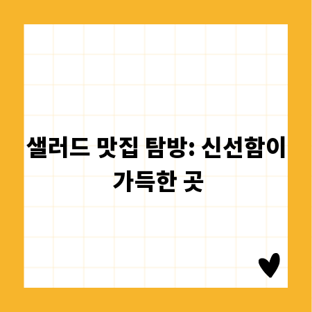 샐러드 맛집 탐방: 신선함이 가득한 곳