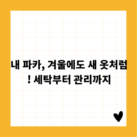 내 파카, 겨울에도 새 옷처럼! 세탁부터 관리까지