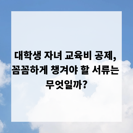 대학생 자녀 교육비 공제, 꼼꼼하게 챙겨야 할 서류는 무엇일까?
