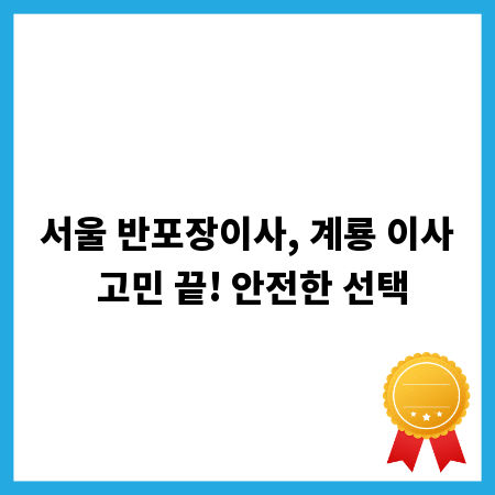 서울 반포장이사, 계룡 이사 고민 끝! 안전한 선택