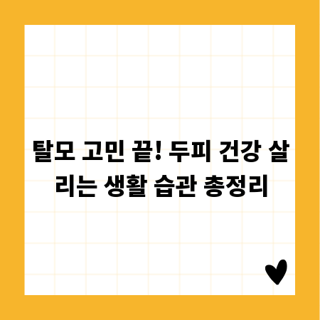탈모 고민 끝! 두피 건강 살리는 생활 습관 총정리