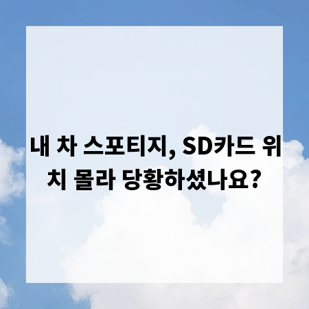 내 차 스포티지, SD카드 위치 몰라 당황하셨나요?