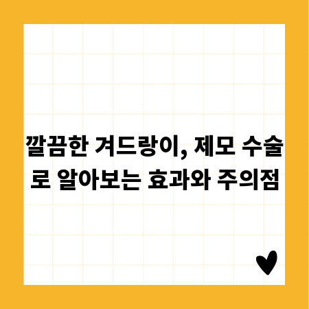 깔끔한 겨드랑이, 제모 수술로 알아보는 효과와 주의점