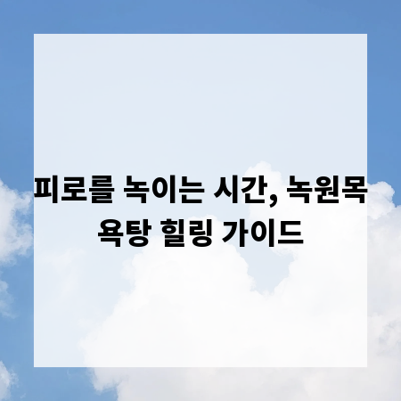 피로를 녹이는 시간, 녹원목욕탕 힐링 가이드