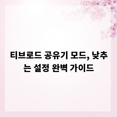 티브로드 공유기 모드, 낮추는 설정 완벽 가이드