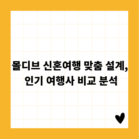 몰디브 신혼여행 맞춤 설계, 인기 여행사 비교 분석