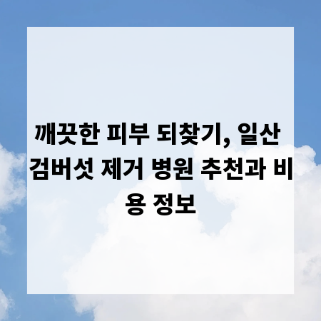 깨끗한 피부 되찾기, 일산 검버섯 제거 병원 추천과 비용 정보