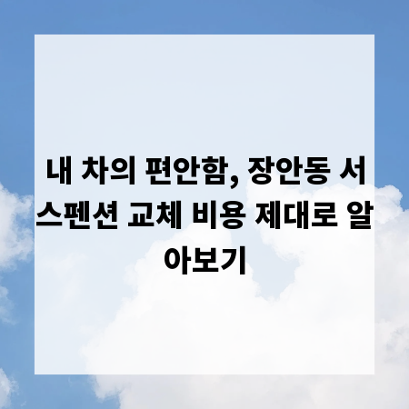 내 차의 편안함, 장안동 서스펜션 교체 비용 제대로 알아보기