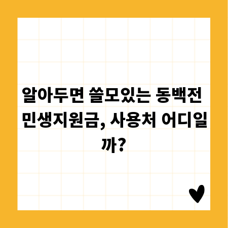 알아두면 쓸모있는 동백전 민생지원금, 사용처 어디일까?