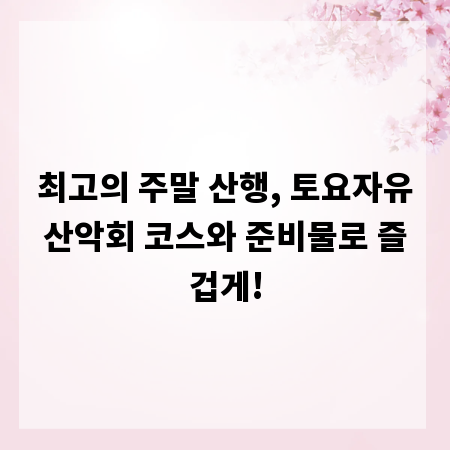 최고의 주말 산행, 토요자유산악회 코스와 준비물로 즐겁게!