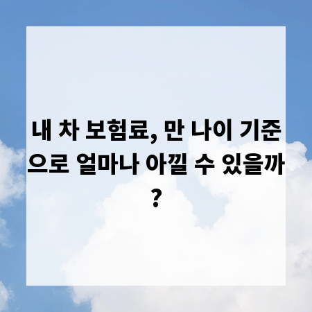 내 차 보험료, 만 나이 기준으로 얼마나 아낄 수 있을까?