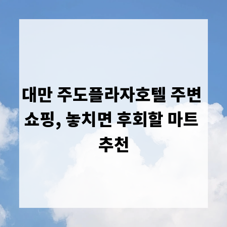 대만 주도플라자호텔 주변 쇼핑, 놓치면 후회할 마트 추천