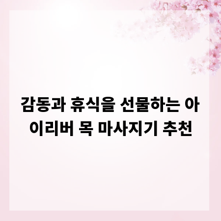 감동과 휴식을 선물하는 아이리버 목 마사지기 추천