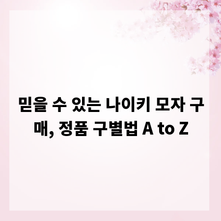믿을 수 있는 나이키 모자 구매, 정품 구별법 A to Z