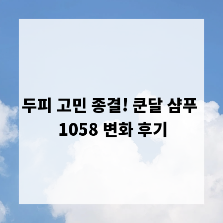 두피 고민 종결! 쿤달 샴푸 1058 변화 후기