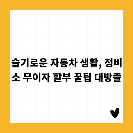 슬기로운 자동차 생활, 정비소 무이자 할부 꿀팁 대방출