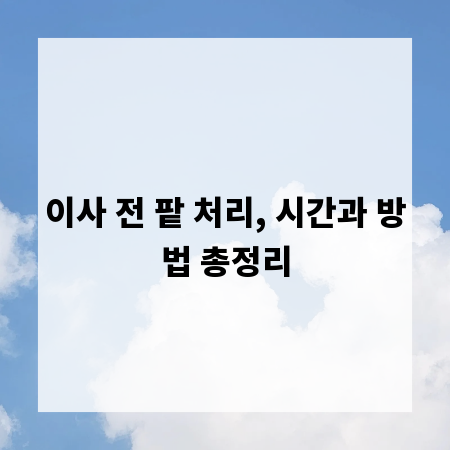 이사 전 팥 처리, 시간과 방법 총정리