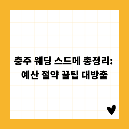 충주 웨딩 스드메 총정리: 예산 절약 꿀팁 대방출