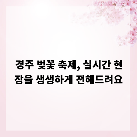 경주 벚꽃 축제, 실시간 현장을 생생하게 전해드려요
