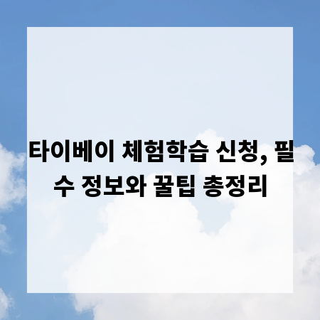타이베이 체험학습 신청, 필수 정보와 꿀팁 총정리