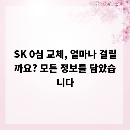 SK 0심 교체, 얼마나 걸릴까요? 모든 정보를 담았습니다