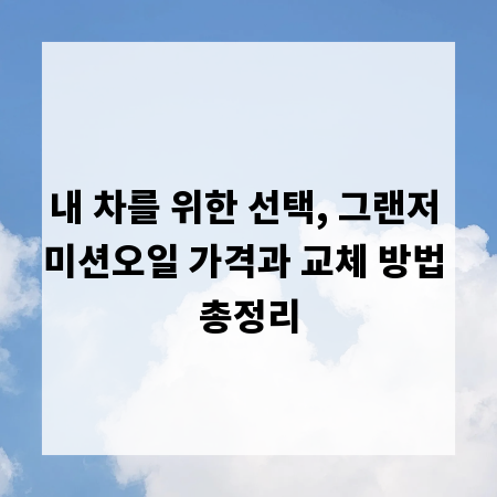 내 차를 위한 선택, 그랜저 미션오일 가격과 교체 방법 총정리