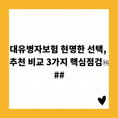 대유병자보험 현명한 선택, 추천 비교 3가지 핵심점검
##
