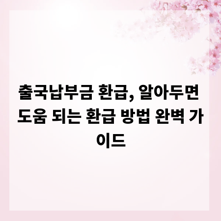 출국납부금 환급, 알아두면 도움 되는 환급 방법 완벽 가이드