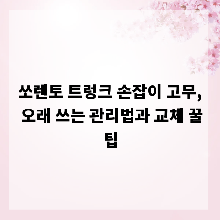 쏘렌토 트렁크 손잡이 고무, 오래 쓰는 관리법과 교체 꿀팁