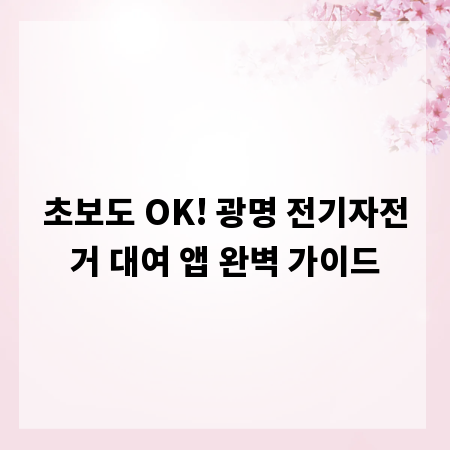 초보도 OK! 광명 전기자전거 대여 앱 완벽 가이드
