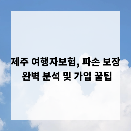 제주 여행자보험, 파손 보장 완벽 분석 및 가입 꿀팁