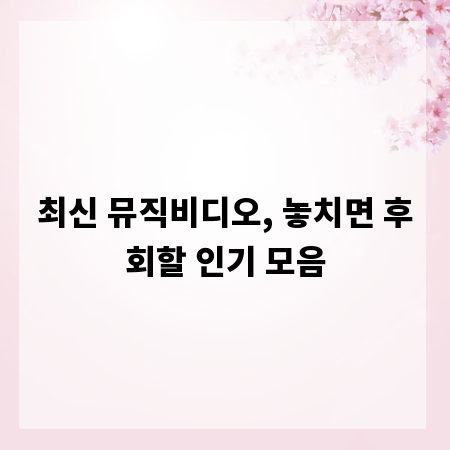 최신 뮤직비디오, 놓치면 후회할 인기 모음
